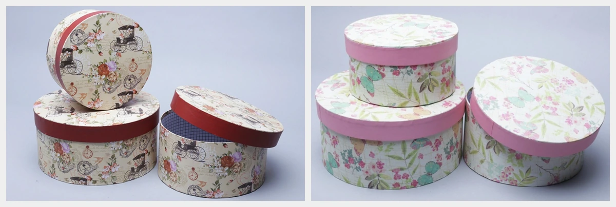 Коробка шляпная набор из  3шт. 23х11-20х10-17х9см