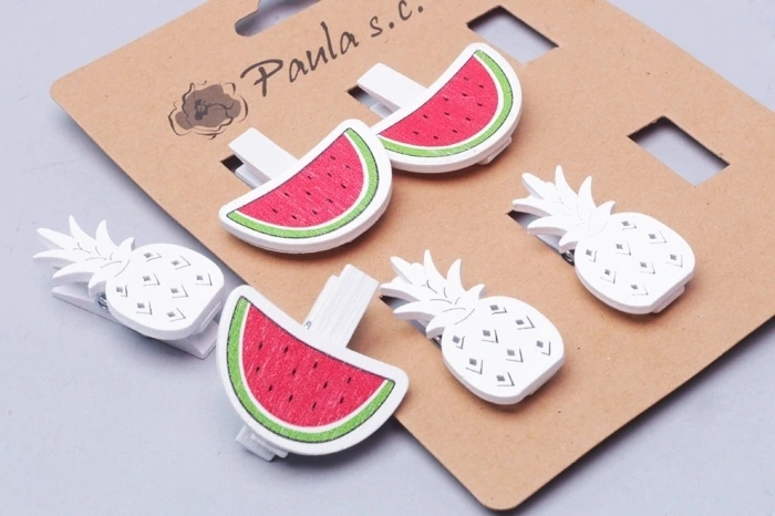 Прищепка  6шт. арбуз,ананас  3,5см