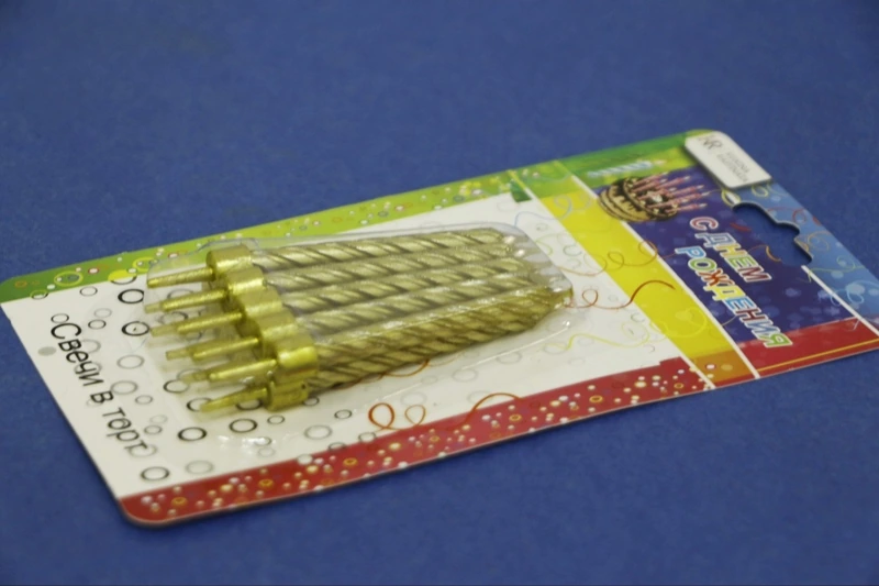 Свечи д/торта 6см 10шт золото/ серебро