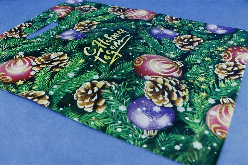 Пакет с выруб. ручкой 38х47 (60) НГ "Супер елка" ИП / 1000