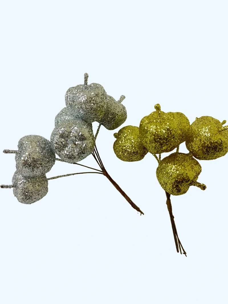 Яблоко на проволоке 6шт с глитерром