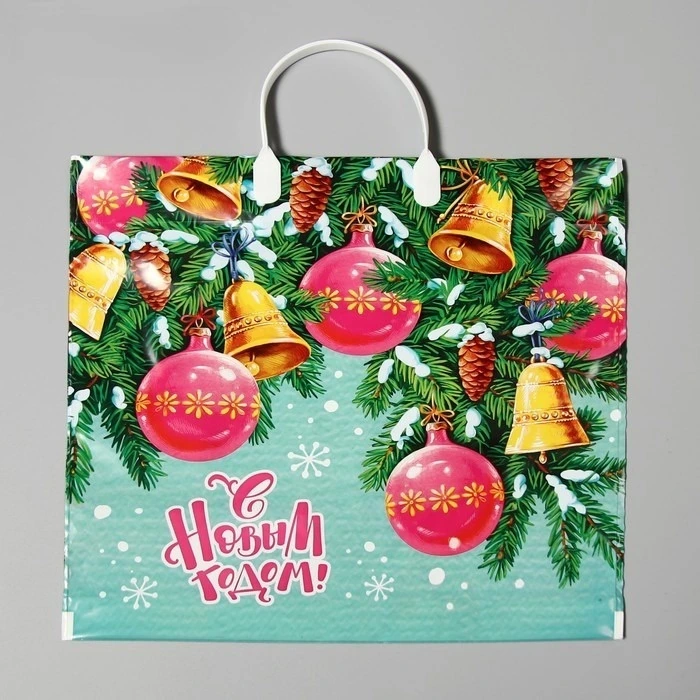 Пакет с пласт. руч. 37х34 (80) НГ "Динь Дон" ИП/100