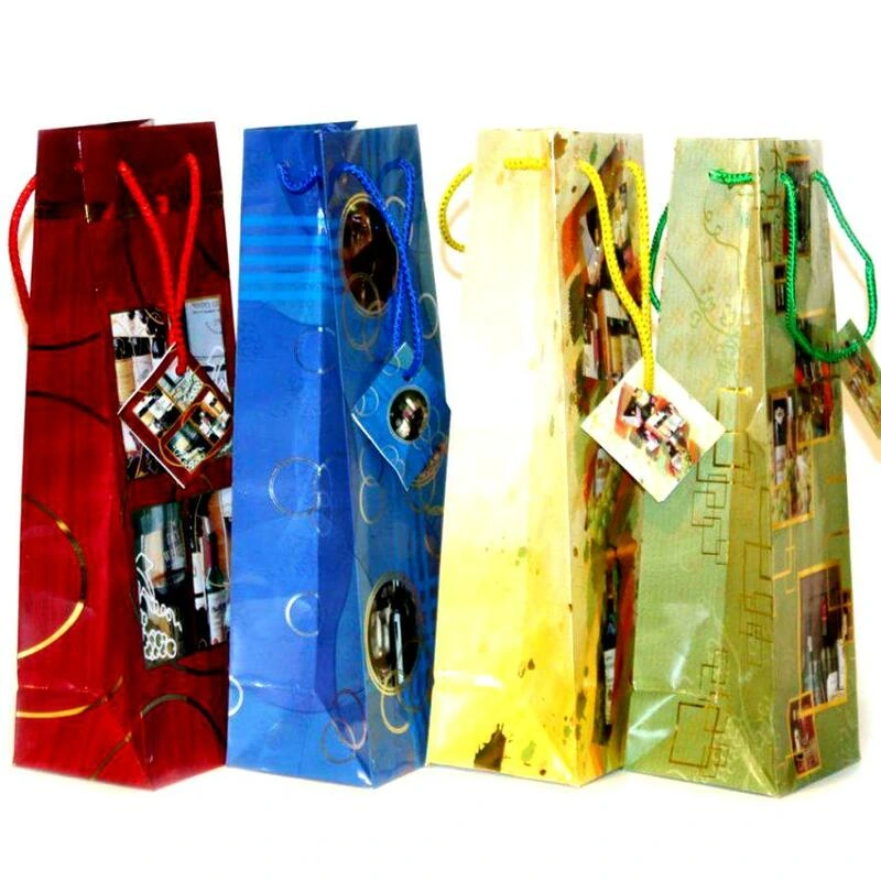 Сумка бум.ламинир.бутылочная "Винная" 13х36