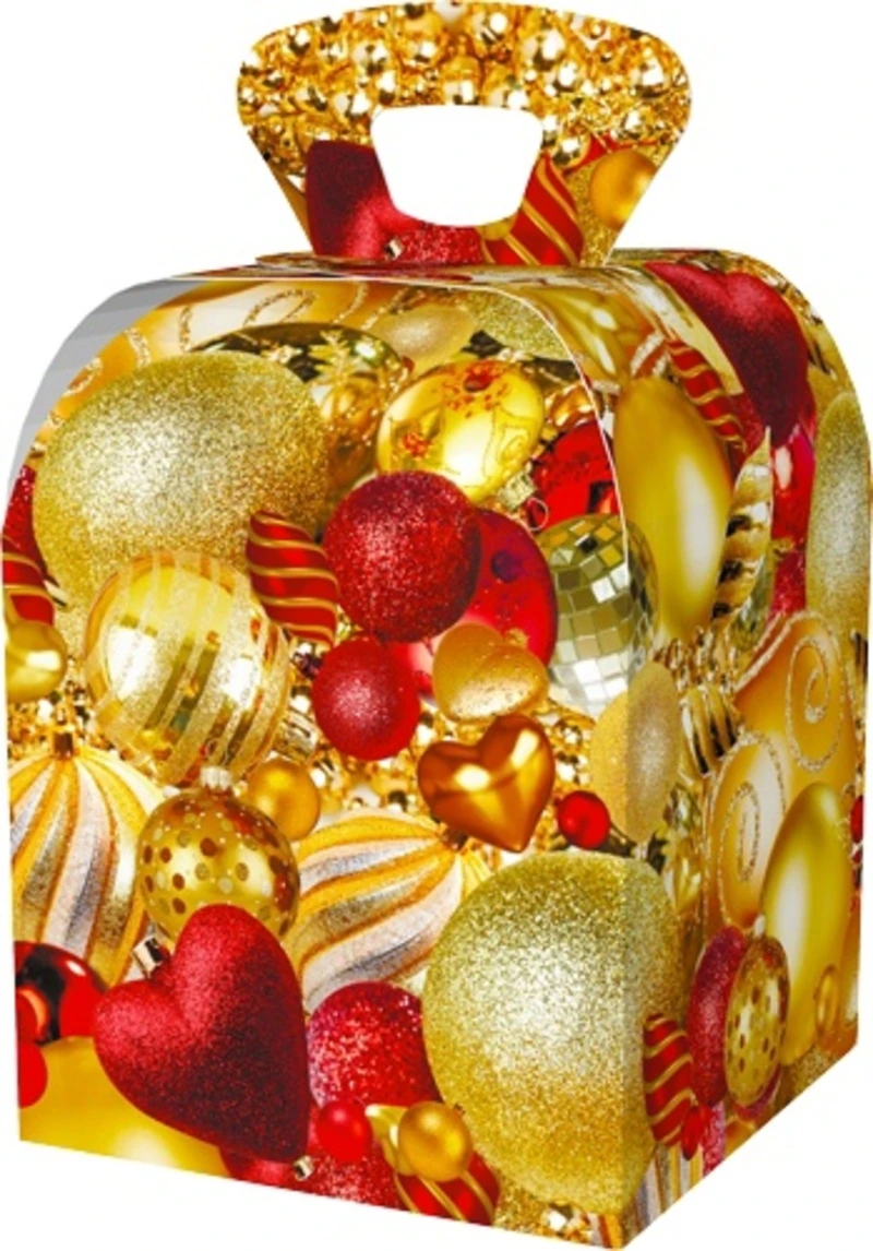 Коробка Куб маски "Золотые шары" 1500 гр. 