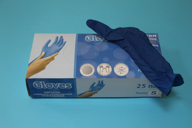 Перчатки Household Gloves латексные High Risk синие (13 г) 25 пар S / 10