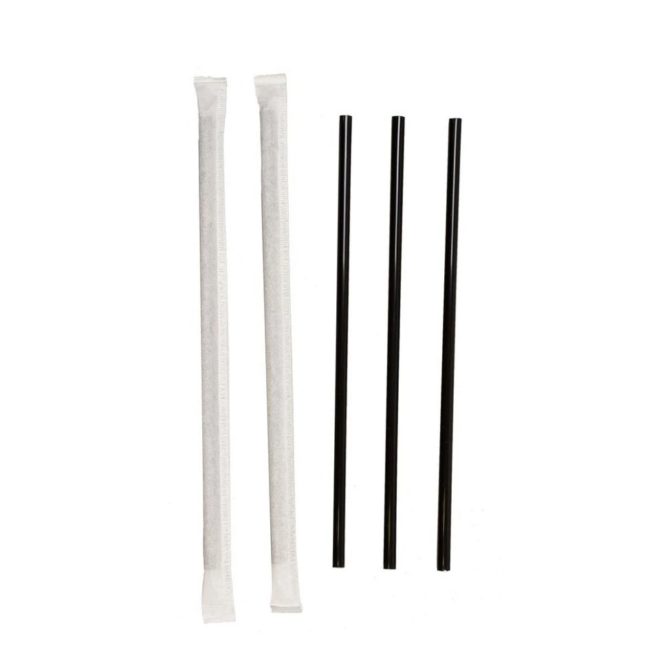 Трубочки в индив. упаковке 7х210 мм (250 шт) черные / 20