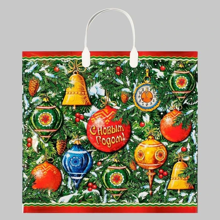 Пакет с пласт. руч. 38х35 (90) НГ "Ансамбль" ИП/100