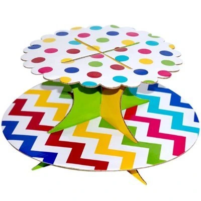 Стойка д/кексов 2 ярус Горошек-Шеврон/G