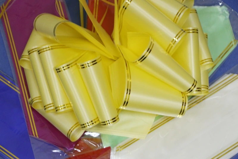 Бант-шар 10 см гигант с золотой полосой