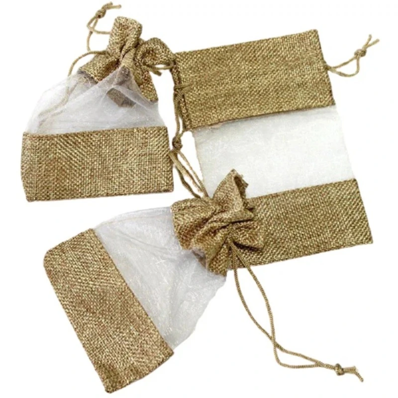 Мешочек 16*23 см Мешковина с прозрачной вставкой