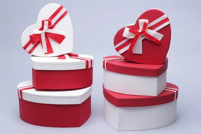 Коробка Сердце набор из 3шт. 22х20х9 - 16х14х6см