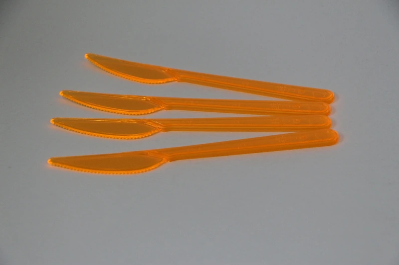 Нож столовый 18 см прозрачный цветной (10 шт) BUFFET / 50