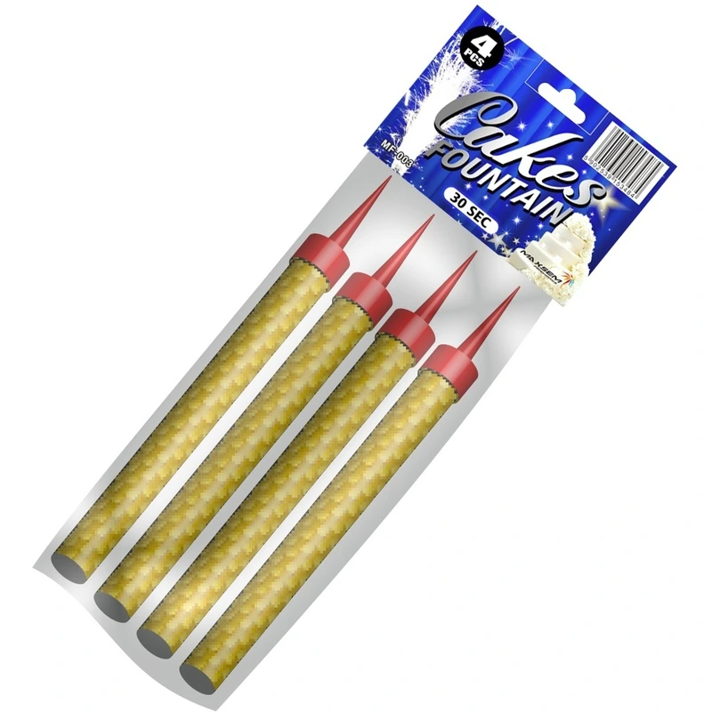 Свеча-фонтан д/торта 10см 30сек 4 шт