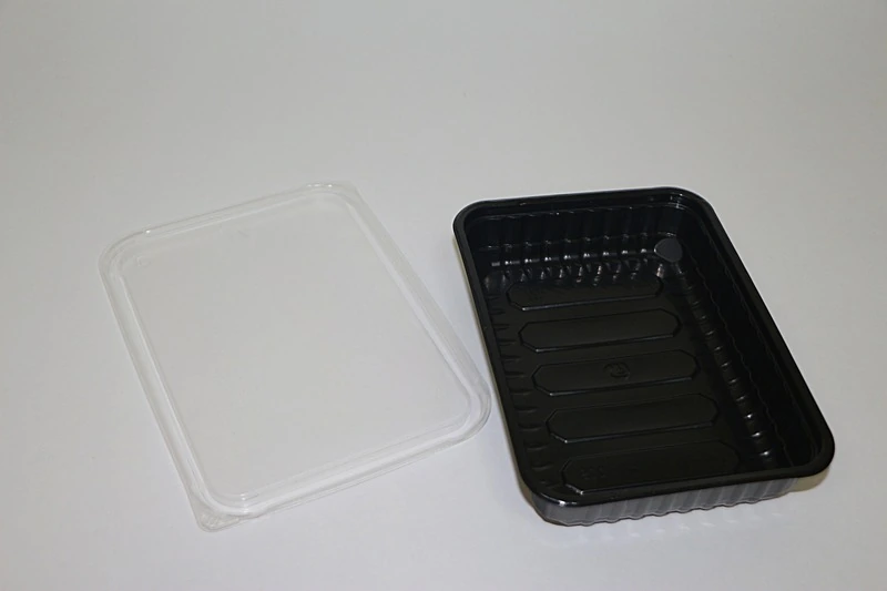 Контейнер 500 мл 179х132 низкий с крышкой черный СТ / 500