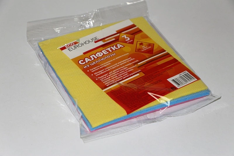 Салфетка целлюлозная 15х15 см (3 шт) Еврохаус