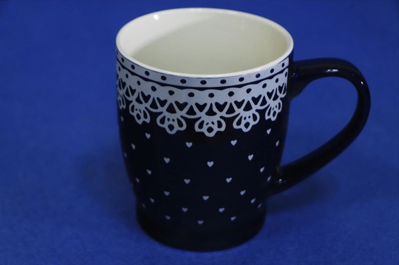 Кружка 320мл. на ножке "На синем кружево" 