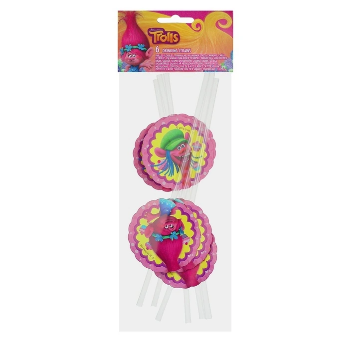 Трубочка д/коктейля Тролли 24см 6шт/Р