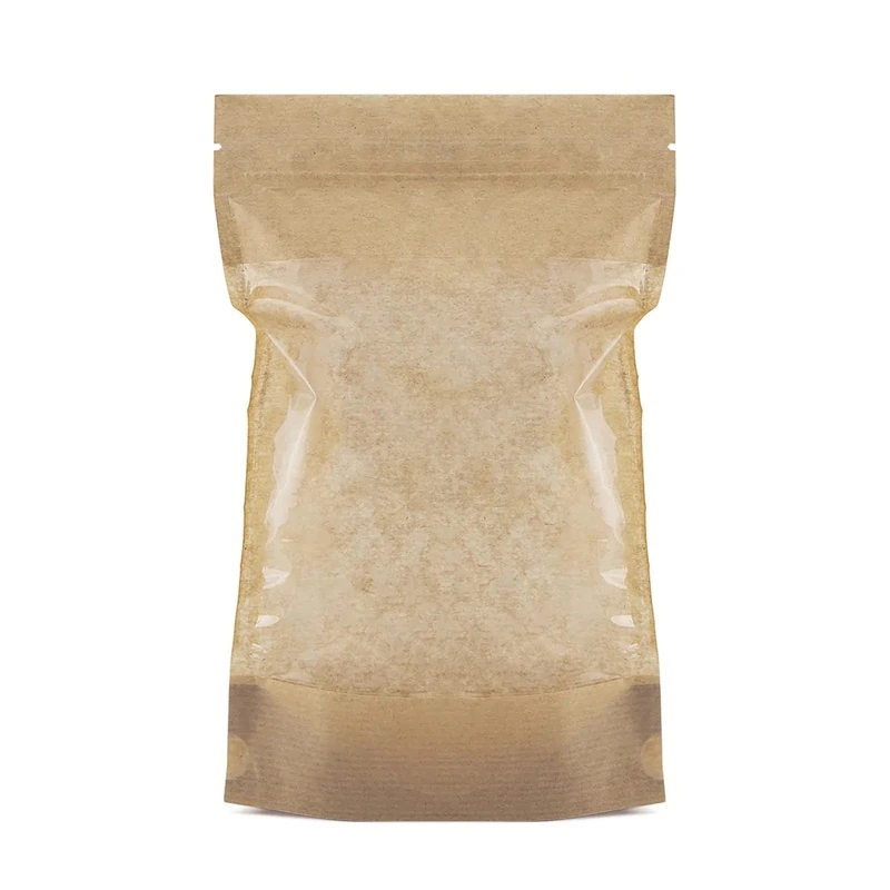 Пакет Дой-пак 150х240 (45+45) крафт с зип-локом окно 140 мм/100/600