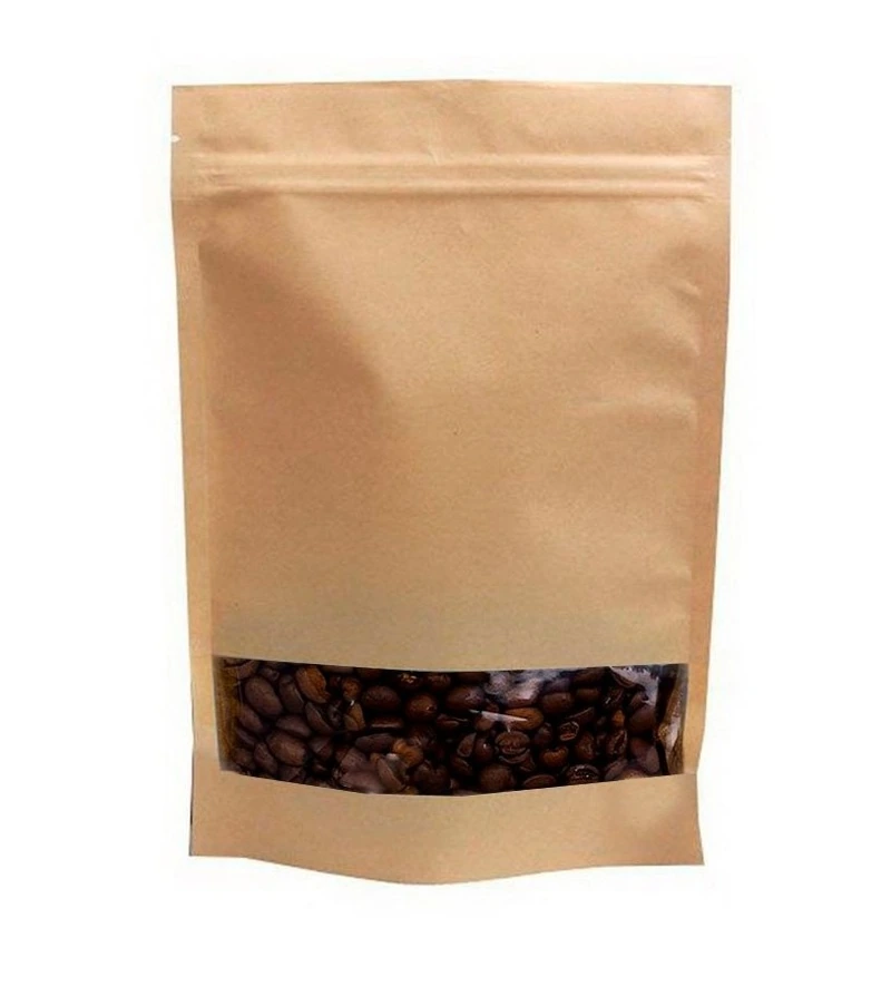 Пакет Дой-пак 160х250 (35+35) крафт с зип-локом окно 70 мм/100/600