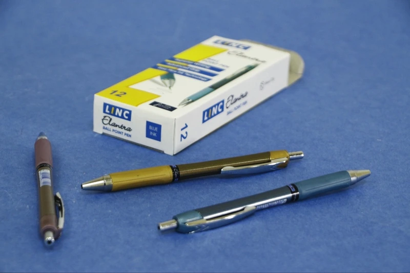 Ручка шарик. автомат. LINC ELANTRA 0,7 мм синий резин. грип