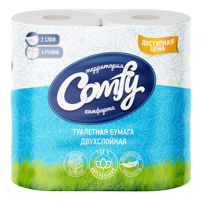 Туалетная бумага "Comfy" 2-сл (4 шт) / 12