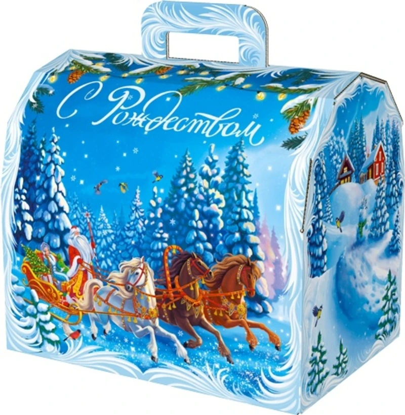 Коробка "Сундук макси "Тройка мчится" глиттер 5000 гр. МГК