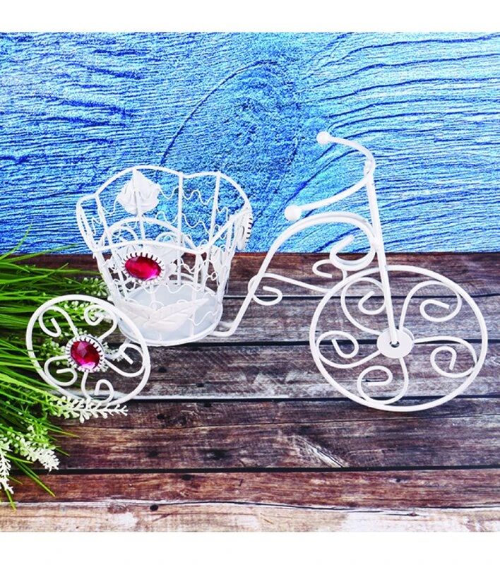 Кашпо "Велосипед "Цветок"  металл, 25х10х16см