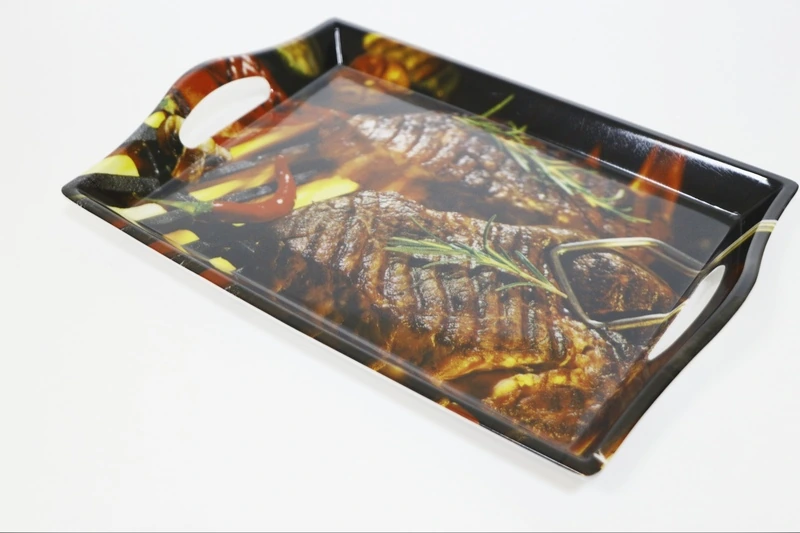 Поднос пластик "Гриль" 35х25 см прямоугольный с ручками 862-397