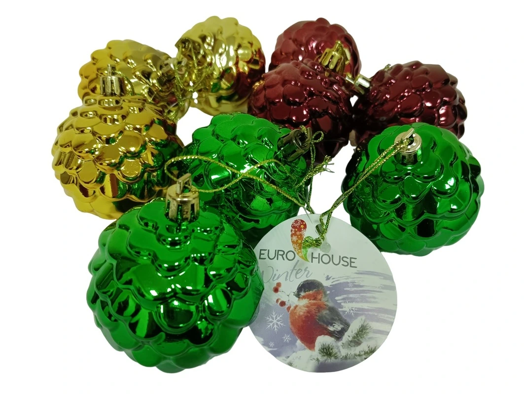 Набор елочных шаров "Шишки" из 3шт. 60мм