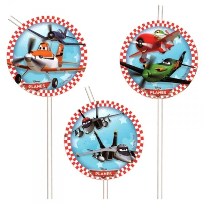 Трубочка д/коктейля Самолеты 24см 6шт/Р