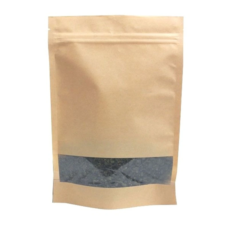 Пакет Дой-пак 200х260 (45+45) крафт с зип-локом окно 40 мм/100/600