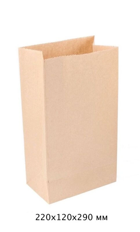 Пакет бумажный 220х120х290 крафт 70 г/м2 / 800