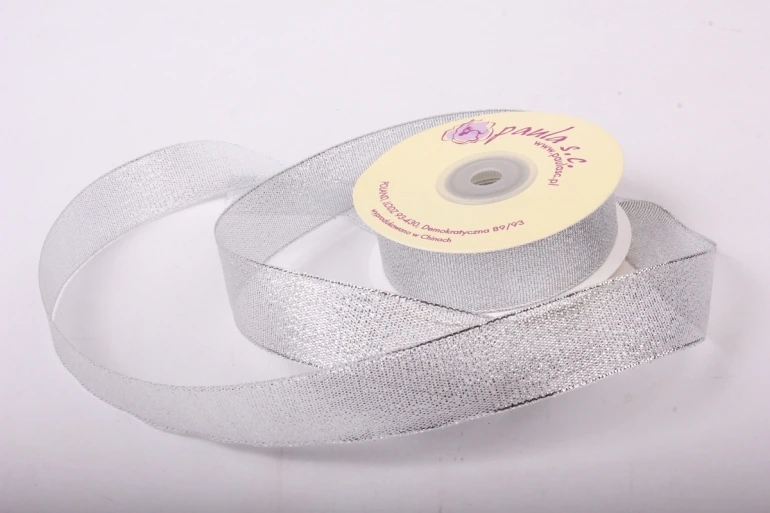Лента тканная серебрянная 13мм*25ярд