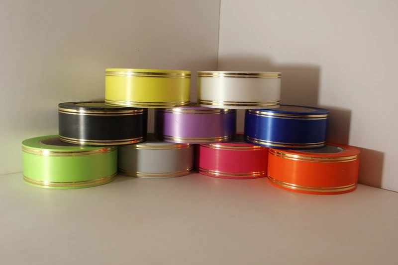 Лента с зол.пол.3х50 с лаком атлас