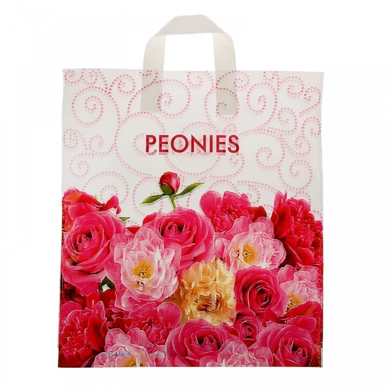 Пакет с пет. руч. 38х42 ПНД "Пионы" ИП / 25 / 500