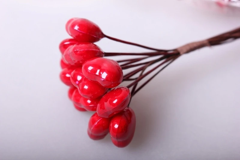 Сердце красное мини на проволоке, 12шт.