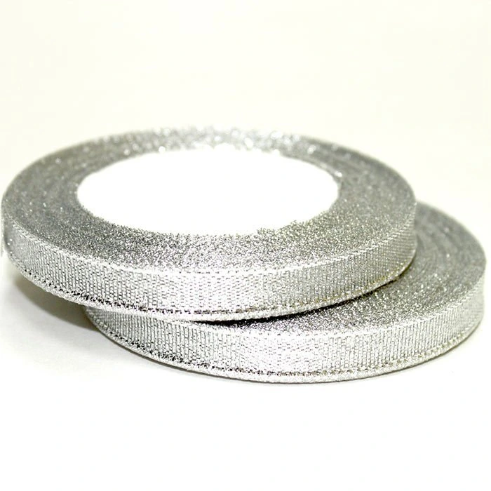 Лента тканная  серебрянная 10мм*25 ярдов  
