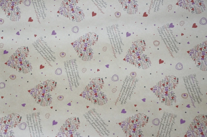 Бумага "Крафт" Сердца 3 цв 700мм 0,420