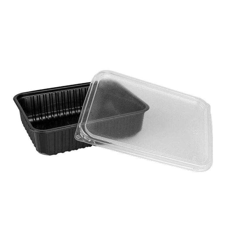 Контейнер 750 мл 179х132 низкий черный с крышкой СТ / 500