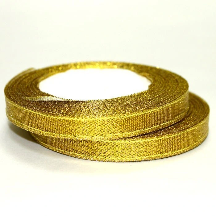 Лента тканная  золотая 10мм*25 ярдов  