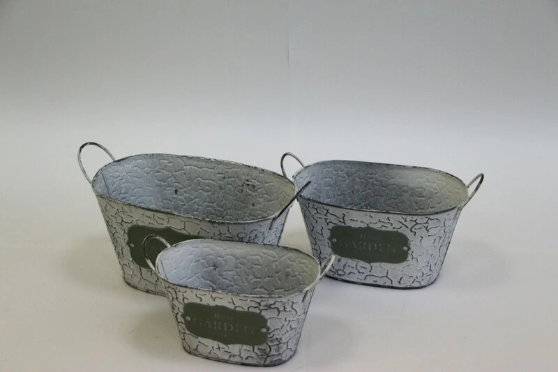 Кашпо металл патина набор из 3шт. 25x15.5x13-16.5с