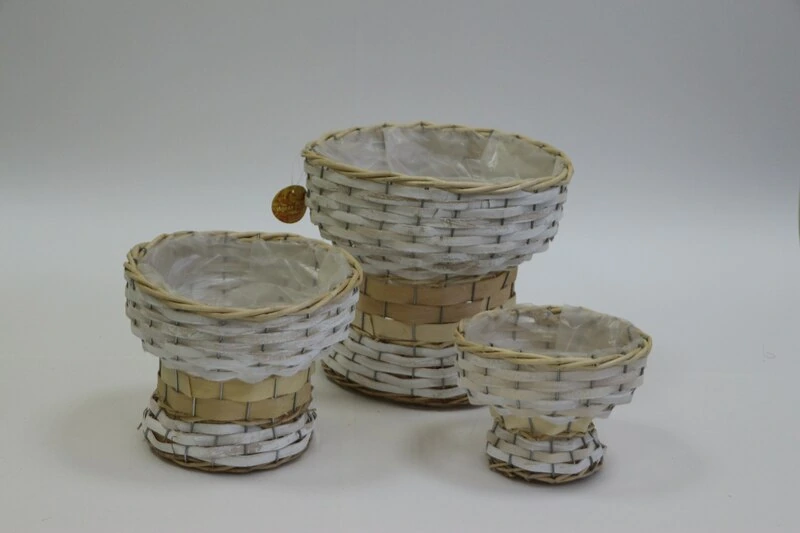 Кашпо плетеное декоративное на ножке, 3 шт