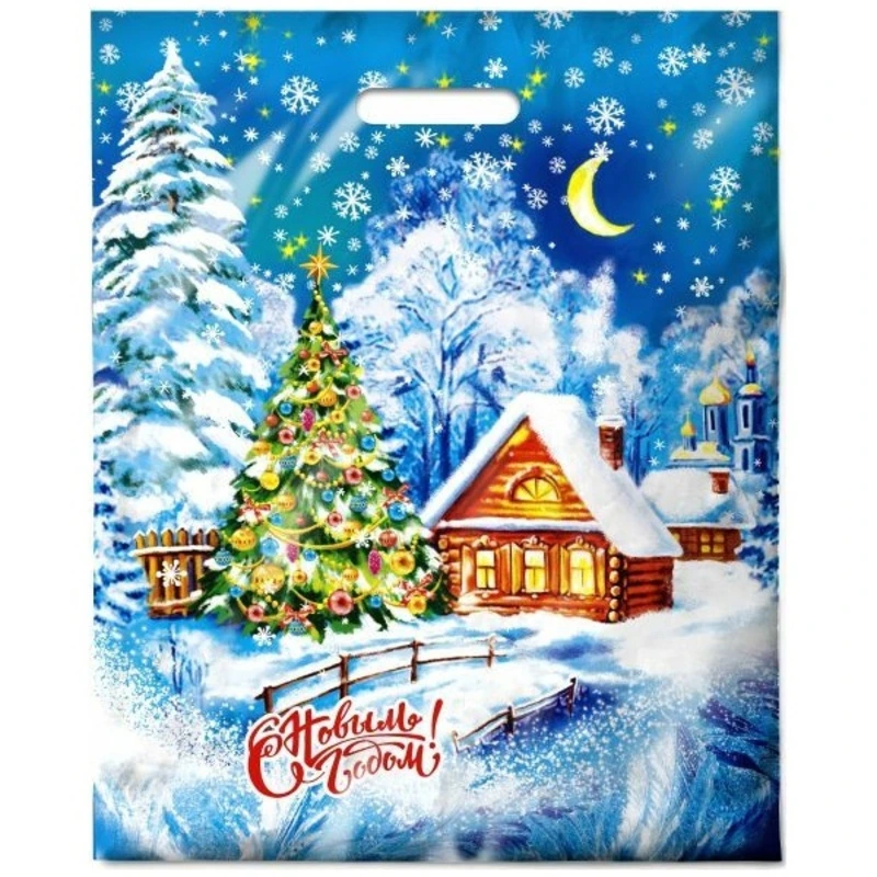 Пакет с выруб. ручкой 38х47 (60) НГ "Лунный свет" ИП / 500