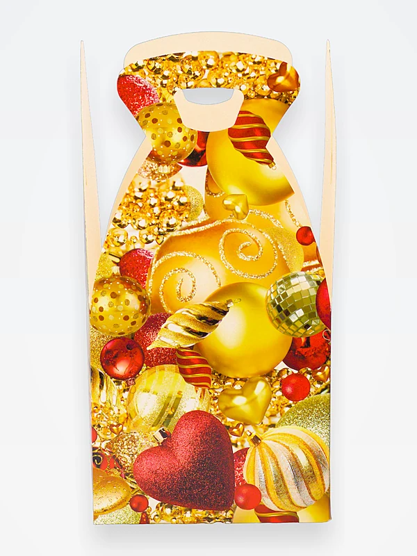 Коробка Куб маски "Золотые шары" 1500 гр. 