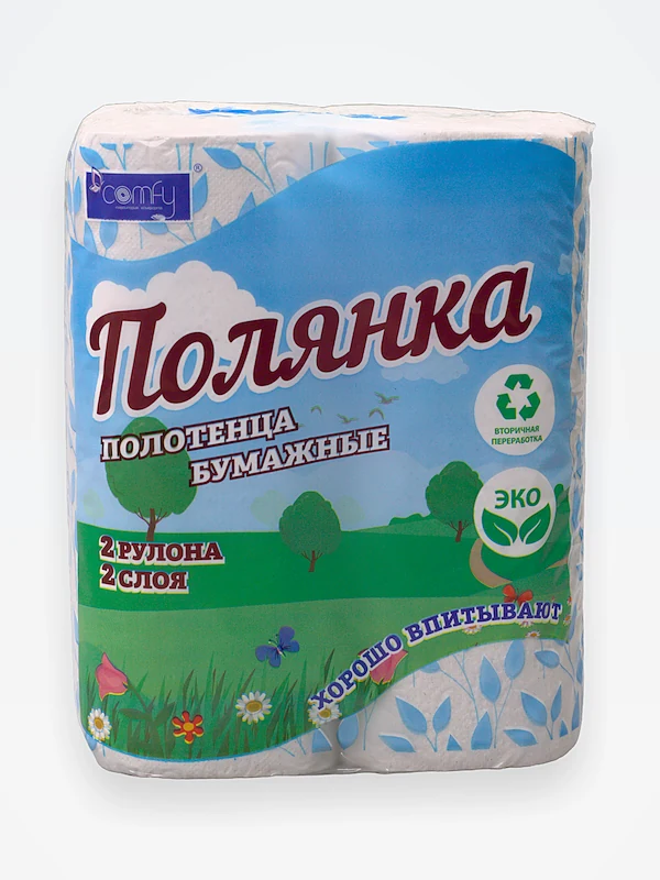 Полотенца бумажные "Полянка" 2-сл. 2 рул./вл. 12