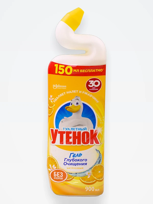Чистящее средство для унитаза Туалетный Утенок 900мл. 5 в 1 Цитрус (12) ЧЗ