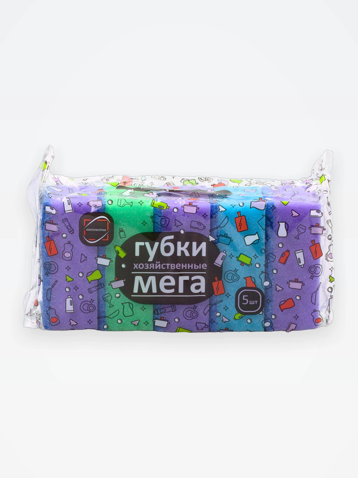 Губка для посуды МЕГА 100х65х40 мм (5 шт) Конт / 15